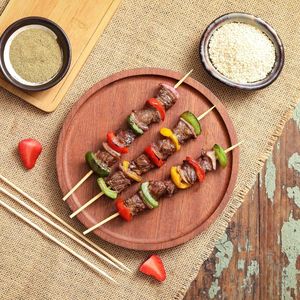 Spiedini di bambù da 10 pollici, 200 pezzi, stuzzicadenti in legno per kebab e cocktail, per barbecue, grigliate, hamburger, salsicce, frutta - Product Image 1
