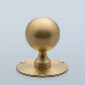 Classic Brushed Brass Round Cabinet Knob Furniture Hardware Handle Durable Minimalist Design Gold Finished Eco-Friendly - Product Image 1