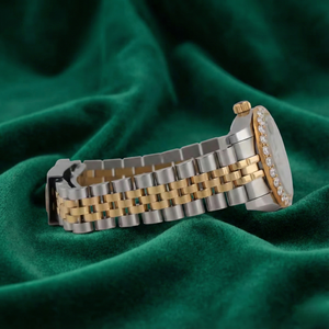 นาฬิกาข้อมือหรูหรา ตัวเรือนสแตนเลสสตีลสองสี ประดับเพชร หน้าปัดสีเขียว แสดงวันที่ สายจูบิลี่ - Product Image 5