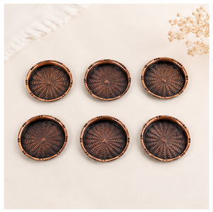 Ensemble de 6 sous-verres en cuivre antique faits à la main, design floral gravé de luxe, sous-verres métalliques pour la maison, le bar et la table de restaurant - Product Image 6
