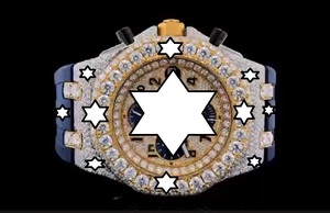 Reloj de lujo para hombre de acero inoxidable con diamantes, caja poligonal, cronógrafo mecánico analógico, correa de caucho - Product Image 6