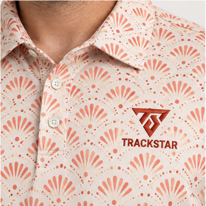Trackstar Men's <b>Cream</b> Coral Fan Print Polo <b>Shirt</b> Short Sleeve Button Collar Casual Golf <b>Shirt</b> Custom Logo - Product Image 5
