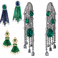 Anting Bunga, Anting-Anting Bunga Desainer Antik Berlapis Emas, Anting-Anting Bunga Biru