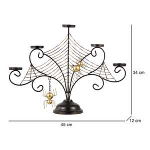 Candélabre en aluminium fait main, spécialement conçu, motif toile d'araignée avec décor araignée doré, écologique pour usage domestique et religieux - Product Image 2