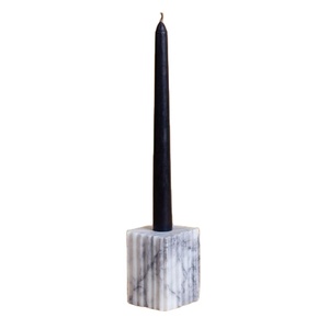 Bougeoir en marbre triangulaire, forme cylindrique, support de bougie en pierre naturelle, accent décoratif, contemporain, pour la maison, le bureau, la table - Product Image 1