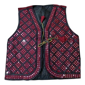 Gilet brodé pour hommes afghans, col en V, motif géométrique à paillettes, vêtement d'extérieur en polyester, tenue formelle - Product Image 3