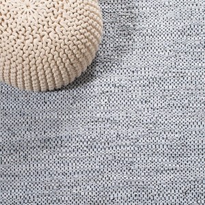 Tapis rectangulaire en jute tissé plat rayé, style scandinave, écologique, pour salon, bleu beige gris, bord frangé - Product Image 3