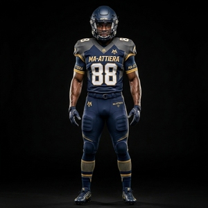 Custom Navy Gold American Football Jersey <b>Pants</b> Set <b>Padded</b> Team Uniform Wholesale Sportswear Manufacturer - Product Image 2