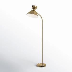 Lámpara de pie decorativa alta de latón con pantalla de tela extraíble para iluminación de Diwali, hoteles, apartamentos y villas - Product Image 1