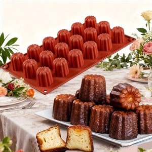 Moule à gâteau en silicone à 8 et 18 cavités pour cannelés, mousses, puddings et desserts faits maison – Outil de cuisson réutilisable et résistant à la chaleur - Product Image 1