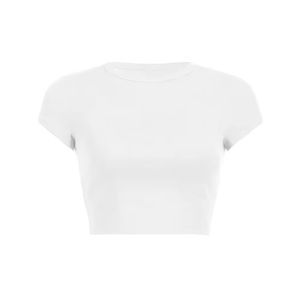 T-shirt court pour femme, couleurs personnalisées, manches courtes, col rond, coupe classique, couleur unie, tricoté, décontracté, été, écologique - Product Image 5
