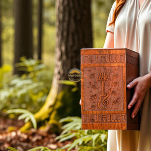 Urne funéraire en bois de rose sculptée à la main AYAANS, très vendue, pour cendres d'adultes, urnes funéraires en gros (6X6X11)IN - Product Image 5