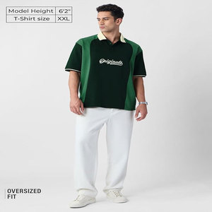 Camiseta de Manga Corta para Hombre, Corte Regular, Cuello Redondo, Estilo Casual, Tejido de Seda/Algodón de Secado Rápido, con Detalles en Verde en Contraste - Product Image 4