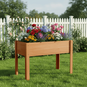 Fioriera Rialzata in Legno 40x20x31 Pollici con Gambe per Coltivazione Esterna di Piante ed Erbe, Vasi e Fioriere - Product Image 1