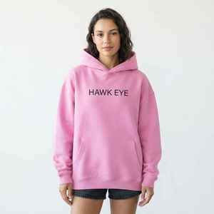 Sudadera con capucha rosa para mujer, estilo oversize, hombros caídos, con estampado de letras, informal, con bolsillos y manga larga - Product Image 1
