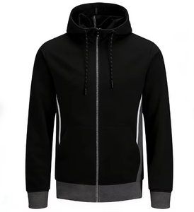 Sudadera con Capucha y Cremallera para Hombre, Color Caqui, Corte Regular, Resistente al Viento, para Invierno, Tejido de Poliéster, Color Sólido - Product Image 5