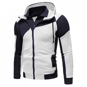 <b>Men's</b> Spring Color Block Hooded Tracksuit Set Zip-Up Jacket & <b>Jogger</b> Pants 100% Cotton Lightweight Anti-Bacterial Sporty - Product Image 5