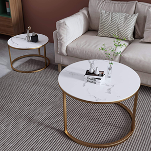 Mesa Auxiliar Moderna y Sencilla con Tapa de Mármol para Café y Té, Precio de Fábrica, para Dormitorio u Hogar, Material Metálico - Product Image 1