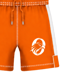 Bright <b>Orange</b> White Rugby <b>Shorts</b> Elastic Waist Drawstring Athletic Performance Training Match Team Sportswear Lightweight Rugby - Product Image 4