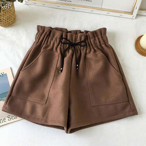 Nouvelle mode – Pantalon large décontracté en laine épaisse pour femmes et filles, taille haute élastique, couleur unie, style coréen - Product Image 3