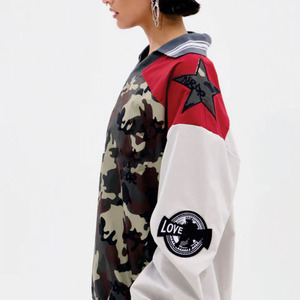 Jersey de Fútbol Americano con Estampado de Camuflaje para Mujer, Estilo Urbano, Manga Larga, Cuello Polo, Ropa Deportiva, OEM, ODM, Venta al Por Mayor, Personalizable - Product Image 5
