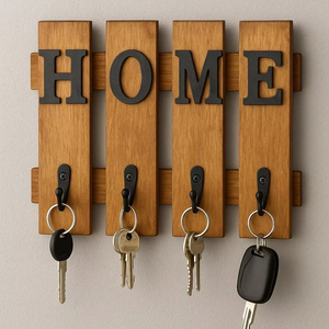 Stylish Wooden Home Word <b>Key</b> Holder <b>Hook</b> For New Home Decor And <b>Wall</b> Mounted <b>Key</b> Storage Space Saving Solution From India - Product Image 1