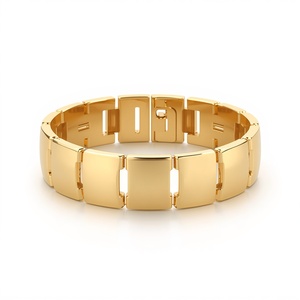 Brazalete de Oro Sólido de 18K, Joyería de Oro Real, Proveedor Mayorista, Pulseras Minimalistas de Oro de 18 Quilates, Eslabones Horizontales Escalonados - Product Image 4