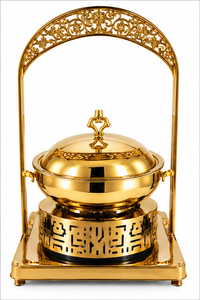 Juego de cubiertos de acero inoxidable Royal para calentador de alimentos (chafing dish) con tapa de vidrio, patas elegantes, acabado espejo, duradero, para fiestas, sostenible, 6 litros, KING - Product Image 2