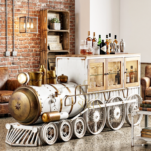 ตู้เก็บไวน์สไตล์วินเทจอุตสาหกรรม ทำจากไม้มะม่วงแท้และเหล็ก ประตูแบบเชคเกอร์ 2 ช่อง ผลิตด้วยมือโดยช่างฝีมือจากราชสถาน - Product Image 1