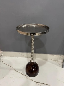 Luxury Cast Aluminum <b>Bar</b> <b>Table</b> Hammered Stem Round Tray Top Solid Base Antique Finish Durable Build Stylish Contemporary Accent - Product Image 3