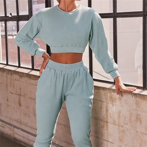 Ensemble de sport 2 pièces pour femme, vêtements d'entraînement, de Fitness, de loisir, à manches longues, à la mode - Product Image 2