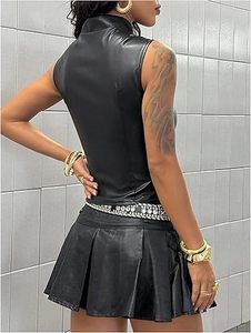 Fabricante de Tops de Cuero PU para Mujer, OEM ODM, Logotipo Personalizado, Top Corto sin Mangas, Ajustado, Proveedor Mayorista - Product Image 5