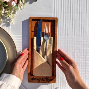 Portacubiertos de madera, perfecto para mesas de comedor, restaurantes, cafeterías, hoteles, eventos y fiestas, cubiertos para el hogar y la cocina. - Product Image 2