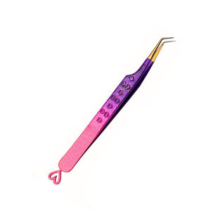 Pince à cils personnalisée à pointe coudée 45/90 degrés, avec embouts en fibre, breloques anti-magnétiques en acier inoxydable, longueur 10 mm - Product Image 5