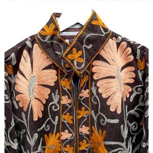 Red Floral Hand Embroidery Eco-Friendly Breathable Quick Dry Jacket Mandarin Collar Quilted <b>Coat</b> 100% Cotrise <b>Women's</b> Jacket - Product Image 4