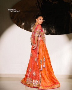 Elegante Salwar Kameez de Seda Bordada en Naranja para Mujer, Traje Tradicional de Boda de la India y Pakistán, Corte Regular, Protección Solar - Product Image 3