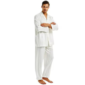 Conjunto de Pijama de Algodón de Lujo Personalizado para Hombre, Primavera/Otoño 2026, Ropa de Dormir Delgada de Manga Larga, Dos Piezas - Product Image 1