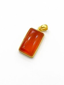 Pendentif Goutte d'eau en Cornaline Naturelle, Plaqué Or, Argent, Pierre Précieuse, Monture Sertie, Style Bohème, Bijoux Femme, Meilleur Prix - Product Image 3
