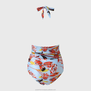 Nouvelle robe mini à imprimé écailles bleues, col halter, découpe, vêtements de bain pour femmes, spandex/polyester, confortable - Product Image 1