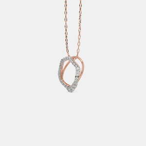 Collier pendentif en or rose avec halo ouvert et diamant de laboratoire - Product Image 4