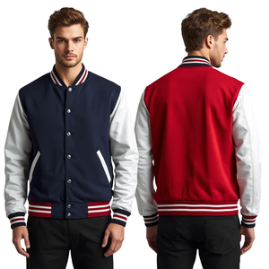Chaqueta Varsity para Hombre con Bloques de Color, Estilo Preppy, Corte Regular, Cuello Camisero, Cierre de Botones, para Otoño - Product Image 1