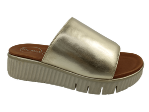 Sandales à plateforme Dlords Gold en cuir véritable, bout ouvert, semelle en caoutchouc amortie, faciles à enfiler, toutes saisons, légères, antidérapantes, plates - Product Image 1