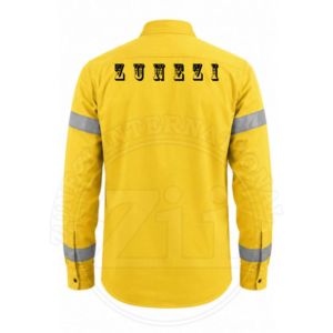 Camisa de Seguridad de Algodón Soldado Reflectante Amarilla de Manga Larga para Hombre, Corte Regular, Ropa de Trabajo FR con Resistencia al Calor de 300C-500C - Product Image 4