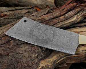 Custom Handmade Damascus Steel Chef Cleaver Knife 12" Full Tang Fixed Blade Ambidextrous Kitchen Chopper Exotic Wood Brass - Product Image 3