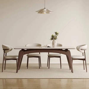 Mesa de Comedor Moderna Daystar Trade con Tapa de Mármol, Patas Curvas de Madera, Muebles de Comedor Contemporáneos de Lujo para 4 Personas - Product Image 2