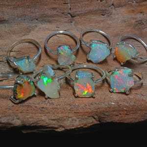 Exclusive Bezel Set Ethiopian Fire <b>Opal</b> Raw <b>Ring</b> 925 Silver Fire <b>Opal</b> Rough <b>Ring</b> Jewelry Uncut Gemstone <b>Ring</b> October Birthstone - Product Image 3