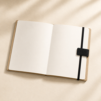 Carnet en cuir à grain de bois naturel LABON A5, pages vierges professionnelles, pour logo personnalisé, esthétique écologique, minimaliste, pour le bureau