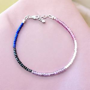 Natural Black Spinel Pink Topaz Bracelet Sterling Silver 925 Gemstone Jewelry Handmade Gift For Women - Product Image 6