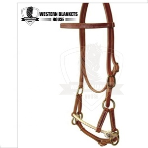 Ensemble de têtière et de poitrail en cuir fait main à une oreille, en acier inoxydable, avec perles, style western, franges colorées, équitation - Product Image 4