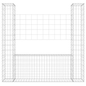 Panier en fil de fer en forme de U avec 2 poteaux en fer, dimensions 55,1''x7,9''x59,1'' - Product Image 3